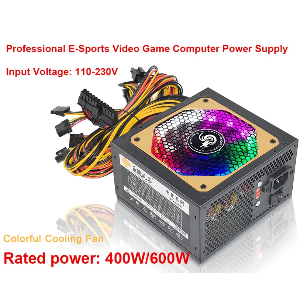 ATX 400W 600W 110-230V RGB 12V - Power Supply 650W บทวิจารณ์และราคา